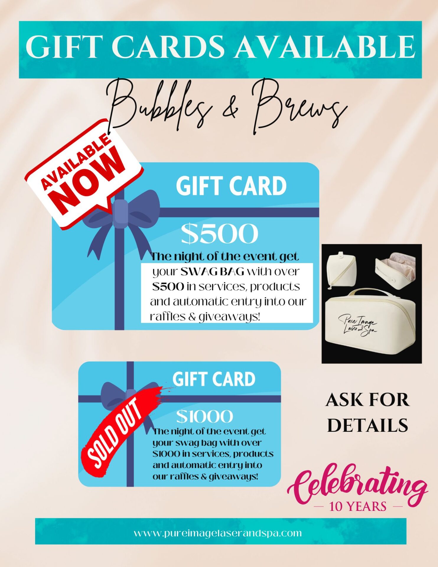 Bubbles and Brews Spa Specials $500 Gift Card Promotion
